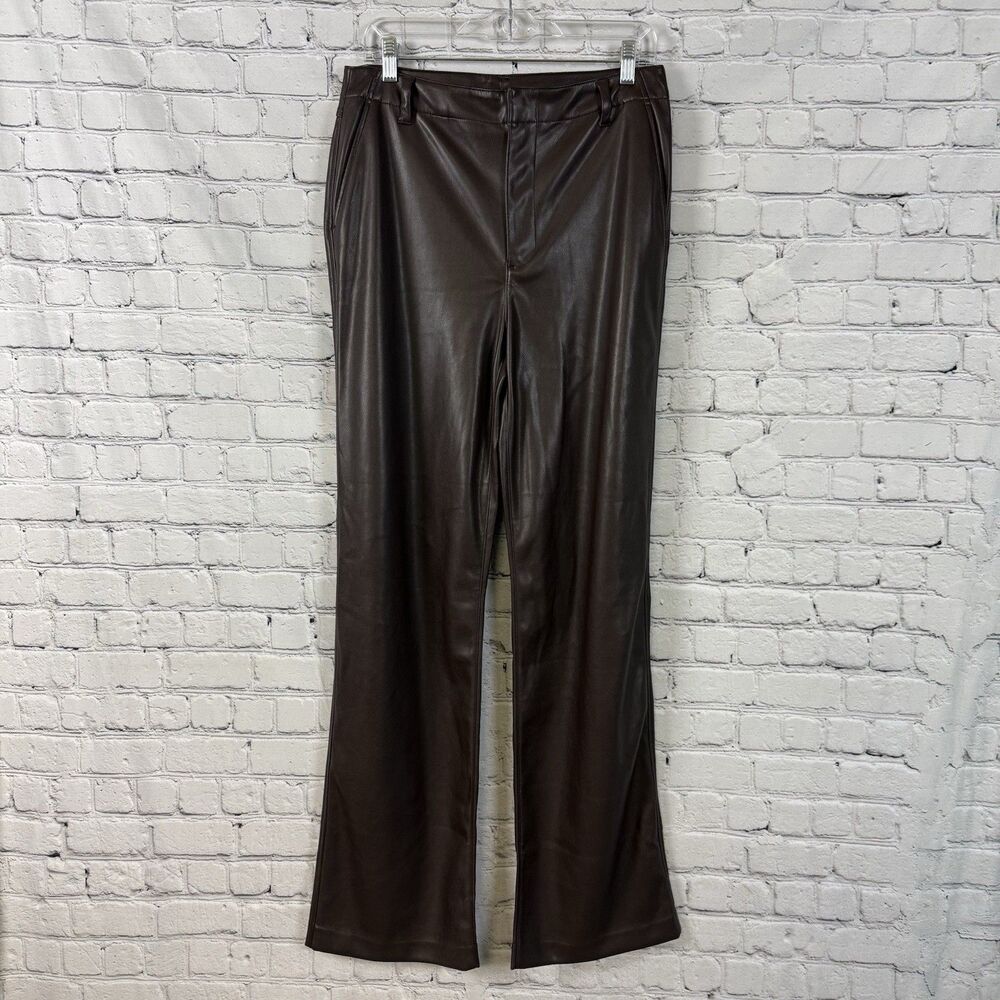 NWT GAP Vegan Leather Loose Straight Leg Pants Women Size 8 Tall Brown High Rise